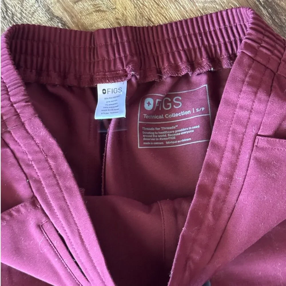 Figs Burgundy Wide Leg Pants - Picture 4 of 6